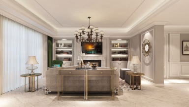 湯臣高爾夫別墅美式輕奢裝修效果圖，質感而溫馨的格調 別墅裝修設計效果圖