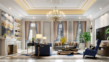 中海紫御豪庭750平米法式轻奢别墅装修设计案例